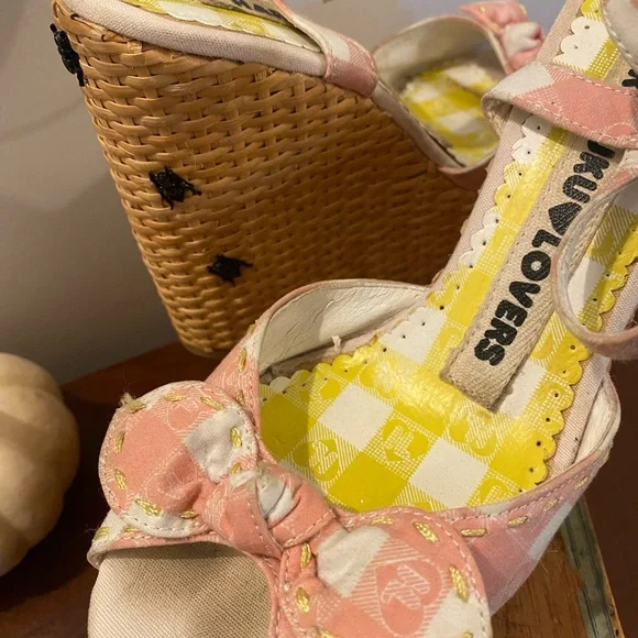 Harajuku Lovers Picnic Gingham Platforms RARE size 7 - Picture 4 of 5